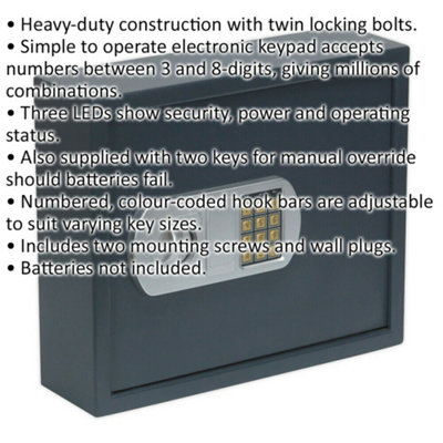 Electronic Combination Key Cabinet Wall Safe - 400 x 340 x 120mm - 50 KEY LIMIT