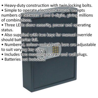 Electronic Combination Key Cabinet Wall Safe - 400 x 550 x 120mm - 100 KEY LIMIT