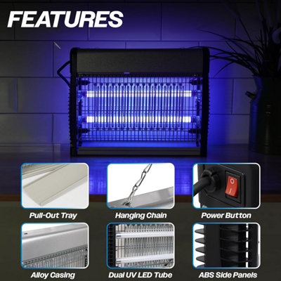 Electronic Insect Killer Zapper - 2 x 4.5W UV Tubes, Hanging Chain, Fly ...
