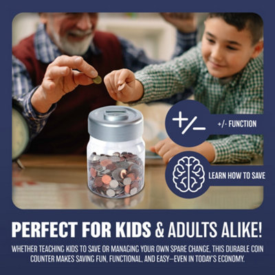 Electronic LCD Coin Money Counting JAR Box Saving Safe Digital Piggy Bank Counter Savers Pot For Kids & Adults Educational
