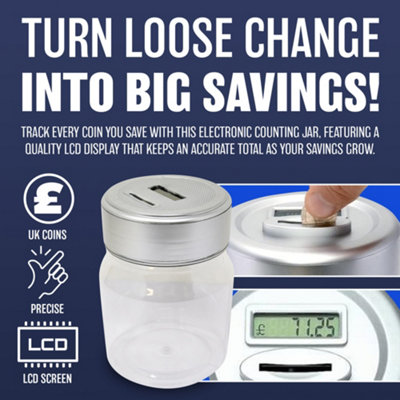 Electronic LCD Coin Money Counting JAR Box Saving Safe Digital Piggy Bank Counter Savers Pot For Kids & Adults Educational
