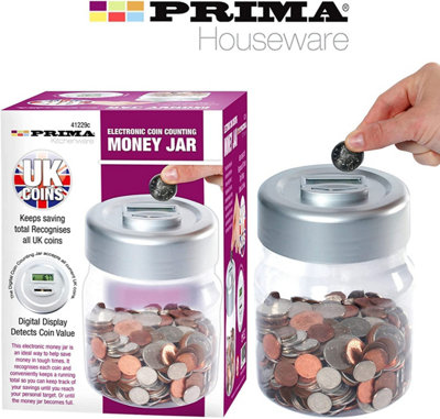 Electronic LCD Coin Money Counting JAR Box Saving Safe Digital Piggy Bank Counter Savers Pot For Kids & Adults Educational