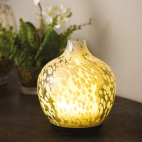 Electronic Luxury Aroma Diffuser - Light up Golden Glass Home Aromatherapy Essential Oil Diffuser - Measures 24 x 15cm