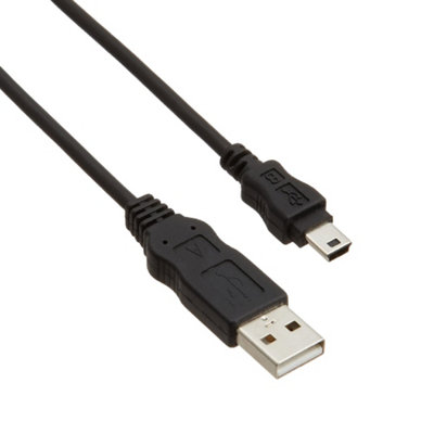 ELECTROVISION USBA-MINIB5 USB 2.0 A to Mini B Cable Cord 5 Meter Black