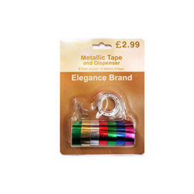 Elegance Bedroom Couture Metallic Tape & Tape Dispenser (Pack of 8) Multicoloured (One Size)