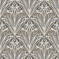 Elegance Bellflower Wallpaper Charcoal & Cream M66109