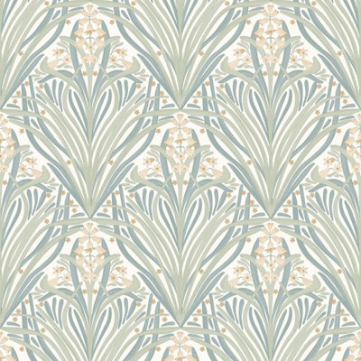 Elegance Bellflower Wallpaper Cream & Sage M66124