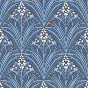 Elegance Bellflower Wallpaper Navy Blue M66101