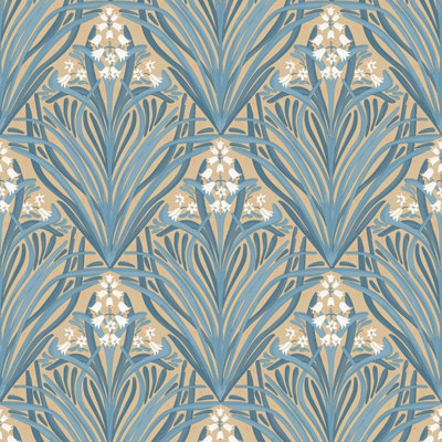 Elegance Bellflower Wallpaper Ochre & Green M66104