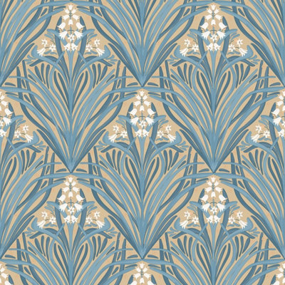 Elegance Bellflower Wallpaper Ochre & Green M66104