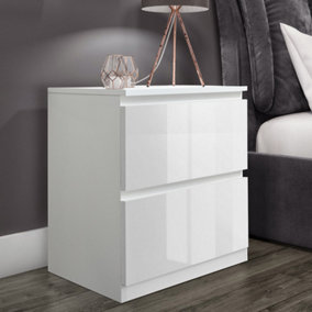 Elegance Gloss White 2 Drawer Freestanding Bedside Table