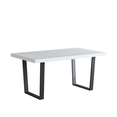 Elegance Marble Effect Dining Table, Length 160cm Width 90cm, 6-8 ...