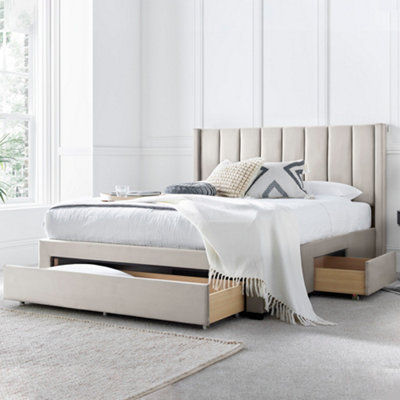 Natural upholstered bed deals frame