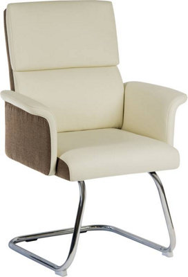 Elegance Visitor Chair Cream with stylish chrome frame