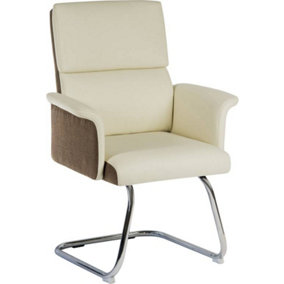 Elegance Visitor Chair Cream with stylish chrome frame