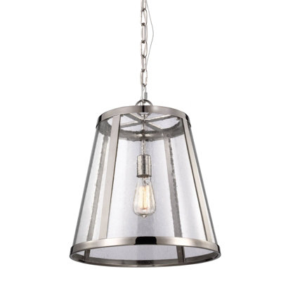 Elegant 1 Bulb Ceiling Pendant Light Fitting in Polished Nickel for Modern Interiors