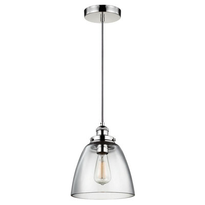 Elegant 1 Bulb Ceiling Pendant Light in Highly Polished Nickel Finish for Modern Interiors