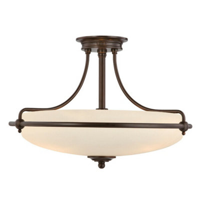 Elegant 1 Bulb Semi Flush Light in Palladian Bronze with LED E27 Socket