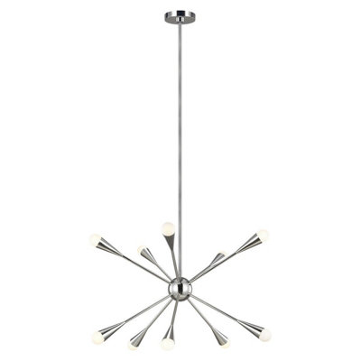 Elegant 10-Bulb Chandelier Ceiling Light in Polished Nickel Finish with LED G9 Bulbs