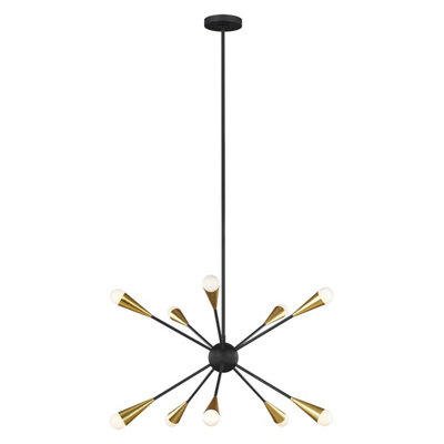 Elegant 10-Bulb Chandelier Pendant Light in Midnight Black with LED G9 Bulbs