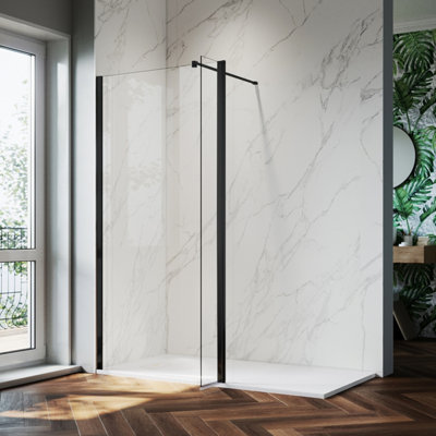 ELEGANT 1000mm Walk in Shower Screen with 300mm Flipper Panel, 8mm NANO ...