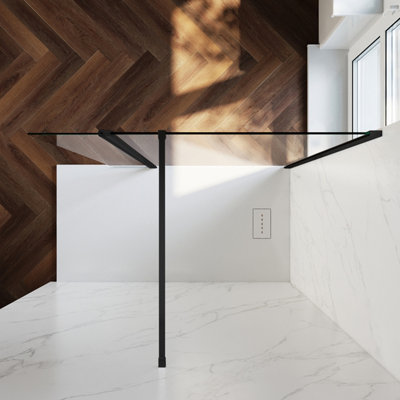 ELEGANT 1000mm Walk in Shower Screen with 300mm Flipper Panel, 8mm NANO ...