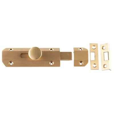 Elegant 100x35mm Satin Brass Architectural Slide Door Bolts - Door Bolt Lock