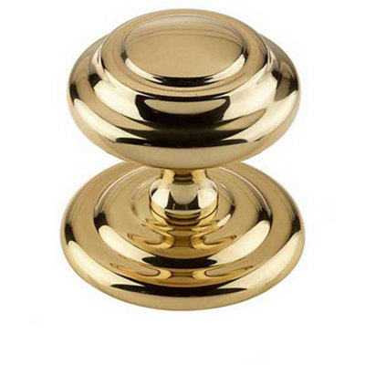 Elegant 102mm Polished Brass Centre Door Knob for Stylish Interiors - External Front Door Knob