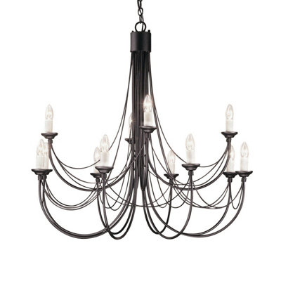 Elegant 12 Bulb Black LED Chandelier Pendant Light for Modern Interiors