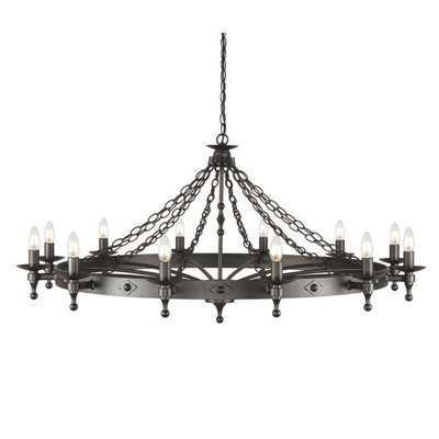 Elegant 12-Bulb Tiered Chandelier with Graphite Finish and LED E14 Bulbs
