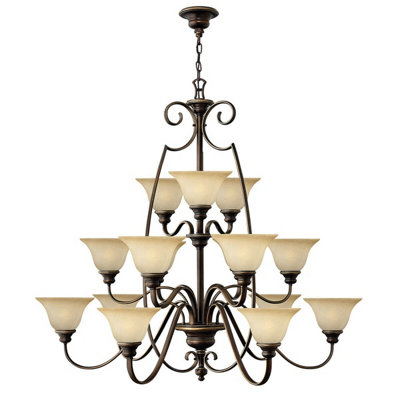 Elegant 15-Bulb Antique Bronze Chandelier with LED E27 60W Bulbs