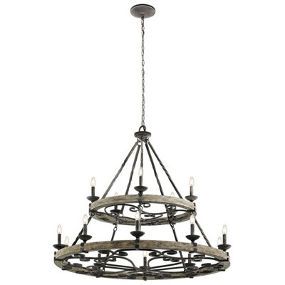 Elegant 15 Bulb Chandelier Pendant Light in Weathered Zinc Finish