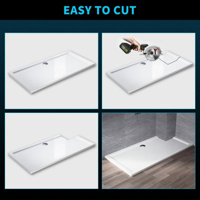ELEGANT 1500 x 800 x 40mm White Rectangular Shower Tray with Corner ...