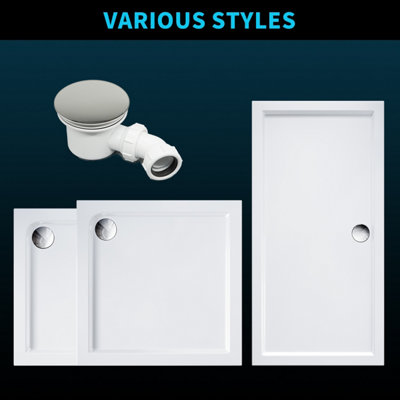 ELEGANT 1700 x 800 x 40mm White Rectangular Shower Tray with Corner ...