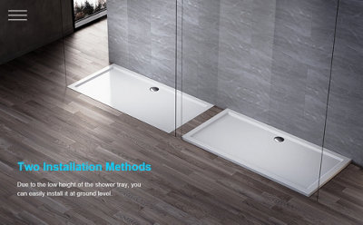 ELEGANT 1700 x 800 x 40mm White Rectangular Shower Tray with Corner ...