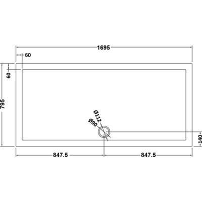 ELEGANT 1700 x 800 x 40mm White Rectangular Shower Tray with Corner ...