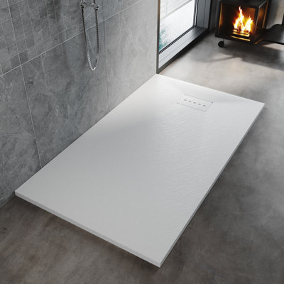 ELEGANT 1700 x 800mm White Slate Effect Shower Tray, Lightweight ...