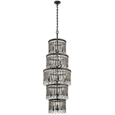 Elegant 18 Bulb Espresso Chandelier Pendant Light with LED E14 60W Bulbs