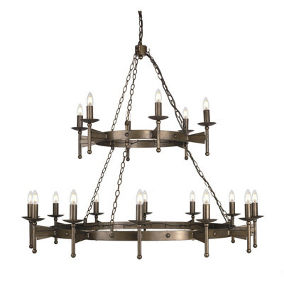 Elegant 18 Bulb Old Bronze Chandelier Pendant Light with LED E14 Bulbs