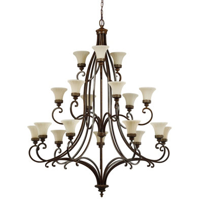 Elegant 18 Bulb Walnut Chandelier Pendant Light with LED E27 Socket