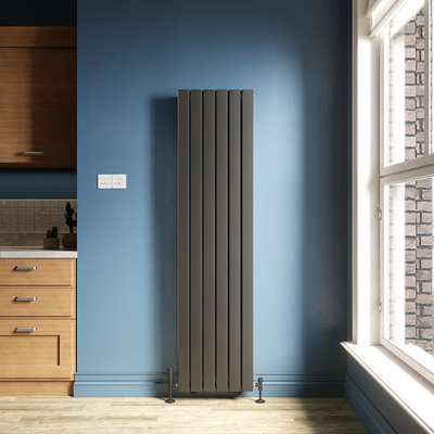 ELEGANT 1800 x 452mm Anthracite Vertical Radiator, Modern Single Panel ...
