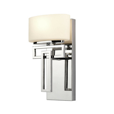 Elegant 1920's Style Wall Light with Glass Shade and Polished Chrome Finish