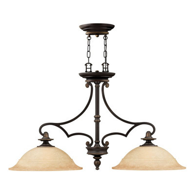 Elegant 2 Bulb Chandelier Pendant Light in Olde Bronze Finish with LED Compatibility