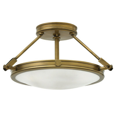 Elegant 2 Bulb Flush Light for Low Ceilings - Heritage Brass LED E27 40W