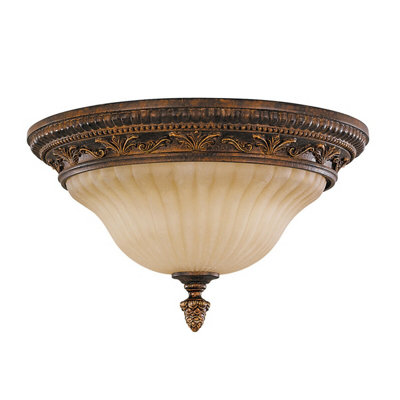 Elegant 2 Bulb Flush Light for Low Ceilings in Aged Tortoise Shell Finish