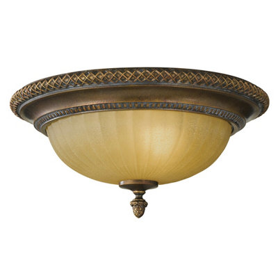 Elegant 2 Bulb Flush Light with Firenze Gold Finish for Low Ceilings
