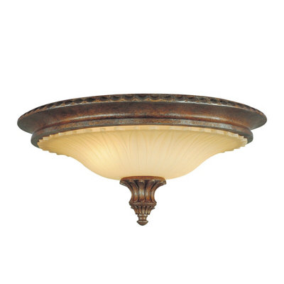 Elegant 2 Bulb Flush Mount Light in British Bronze with Glass Shade for Low Ceilings