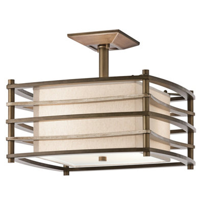 Elegant 2 Bulb Semi Flush Light in Cambridge Bronze with LED E27 Socket