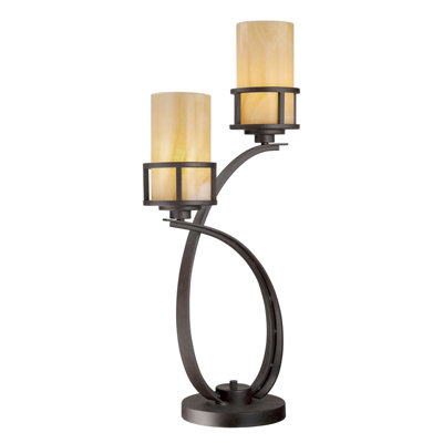 Elegant 2 Bulb Twin Table Lamp with Butterscotch Onyx Shades and ...