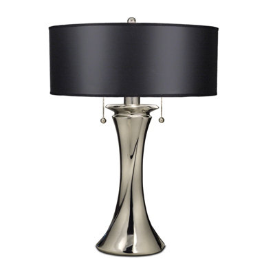 Elegant 2 Bulb Twin Table Lamp with Polished Nickel Finish and LED E27 60W Bulbs